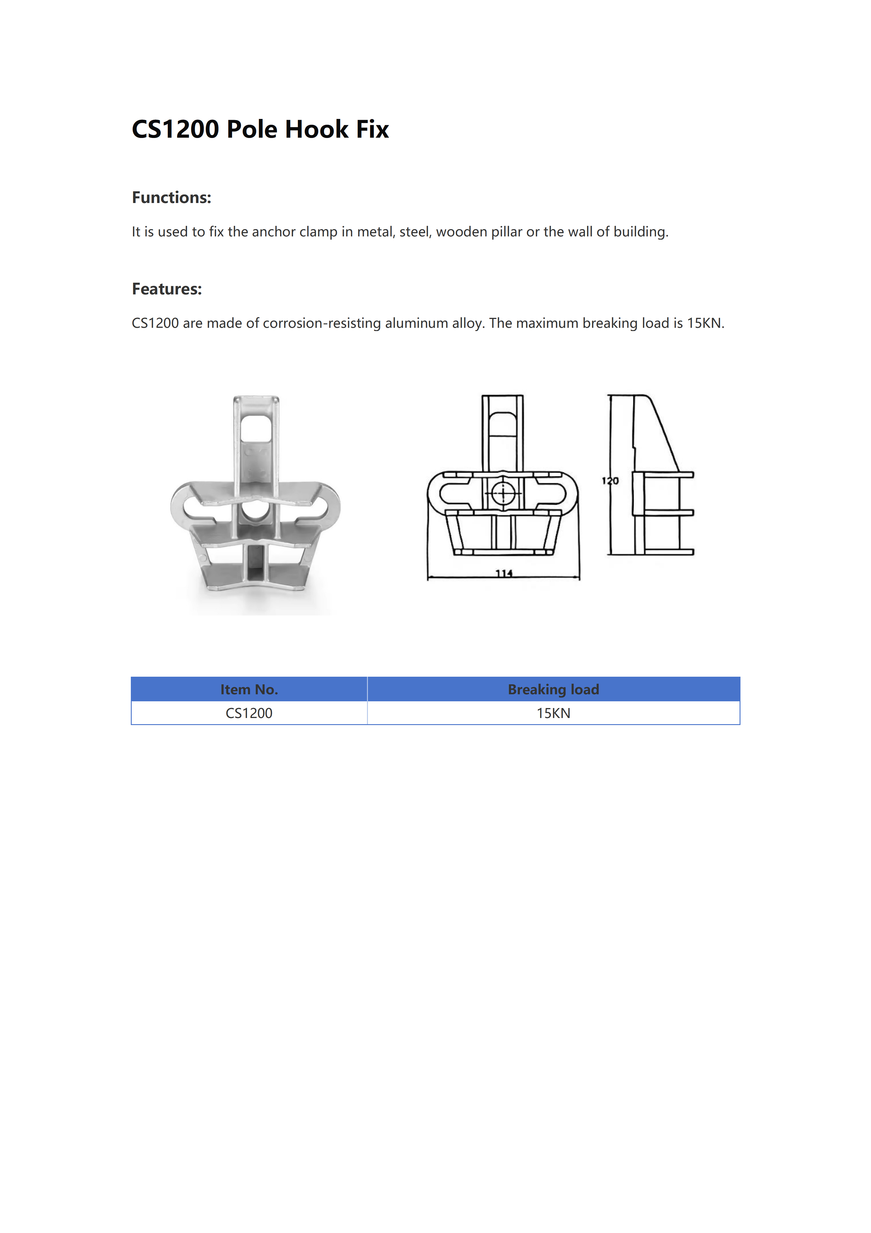 CS-1200 Anchor Clamp Hook detail 1